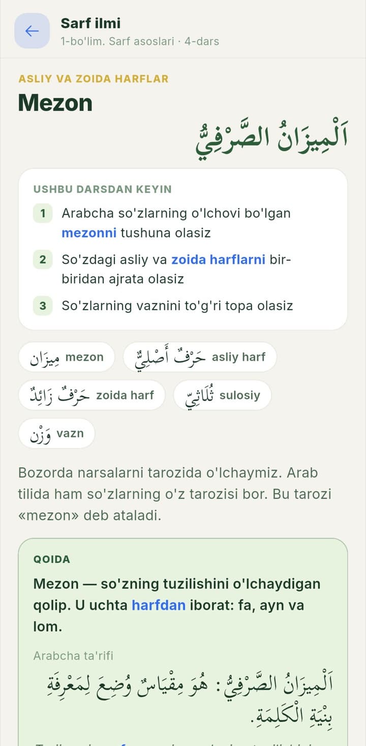 Sarf darsi: Mezon